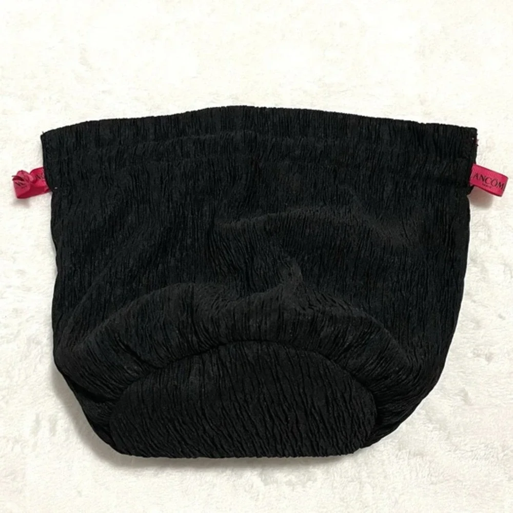 Lancome Makeup Bag Reversible Toiletry‎ Black Pink Drawstring Bucket Pouch